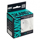 Розетка с зарядкой 2Р+Е со шторками ИЭК SKANDY SK-R17W 16А с USB С 18Вт арктический белый