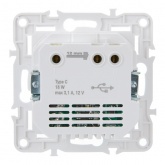 Розетка с зарядкой 2Р+Е со шторками ИЭК SKANDY SK-R17W 16А с USB С 18Вт арктический белый