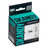 Розетка для зарядки ИЭК SKANDY SK-R13W USB A+С 18Вт арктический белый