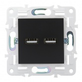 Розетка для зарядки ИЭК SKANDY SK-R15Bl USB A+A 3,1А черный