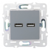 Розетка для зарядки ИЭК SKANDY SK-R15Gr USB A+A 3,1А серый