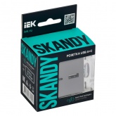 Розетка для зарядки ИЭК SKANDY SK-R13Gr USB A+С 18Вт серый