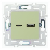 Розетка для зарядки ИЭК SKANDY SK-R13M USB A+С 18Вт мятный