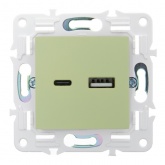 Розетка для зарядки ИЭК SKANDY SK-R14M USB A+С 3,1А мятный