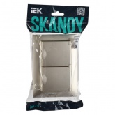 Розетка 2-я с заземлением в сборе ИЭК SKANDY SK-R12Sh 16А шторки крышка IP44 шампань