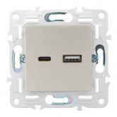 Розетка для зарядки ИЭК SKANDY SK-R13Sh USB A+С 18Вт шампань