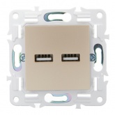 Розетка для зарядки ИЭК SKANDY SK-R15Sa USB A+A 3,1А песочный