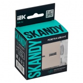 Розетка для зарядки ИЭК SKANDY SK-R13Sa USB A+С 18Вт песочный