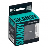 Розетка для зарядки ИЭК SKANDY SK-R14Bl USB A+С 3,1А черный