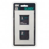 Рамка 2 поста ИЭК SKANDY SK-F32S металл серебряный