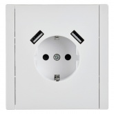 Розетка с зарядкой ИЭК FORTE&PIANO FP245 2Р+Е 16А шторки USB A+A 3,1А белый