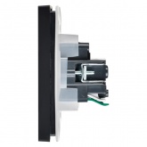 Розетка с заземлением ИЭК FORTE&PIANO FP119 16А шторки крышка автозажим IP44 черный