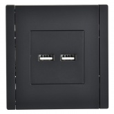 Розетка для зарядки ИЭК FORTE&PIANO FP149 USB A+A 3,1А черный