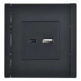 Розетка для зарядки ИЭК FORTE&PIANO FP151 USB A+C 18Вт черный