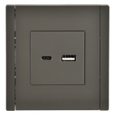 Розетка для зарядки ИЭК FORTE&PIANO FP350 USB A+C 3,1А серый