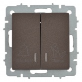Выключатель 2-клавишный ИЭК BRITE с индикацией для отелей 10А бронза (ВС10-2-9-БрТБ)