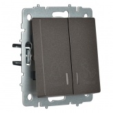 Выключатель 2-клавишный ИЭК BRITE с индикацией для отелей 10А бронза (ВС10-2-9-БрТБ)