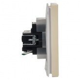 Розетка с заземлением ИЭК FORTE&PIANO FP419 16А шторки крышка автозажим IP44 ваниль