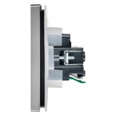 Розетка с заземлением ИЭК FORTE&PIANO FP519 16А шторки крышка автозажим IP44 сталь