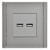 Розетка для зарядки ИЭК FORTE&PIANO FP549 USB A+A 3,1А сталь