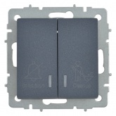 Выключатель 2-клавишный ИЭК BRITE с индикацией для отелей 10А маренго (ВС10-2-9-БрМ)