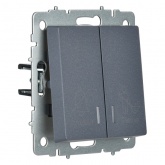 Выключатель 2-клавишный ИЭК BRITE с индикацией для отелей 10А маренго (ВС10-2-9-БрМ)