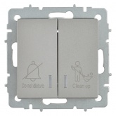 Выключатель 2-клавишный ИЭК BRITE с индикацией для отелей 10А сталь (ВС10-2-9-БрС)