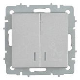 Выключатель 2-клавишный ИЭК BRITE с индикацией для отелей 10А алюминий (ВС10-2-9-БрА)