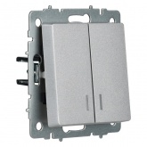 Выключатель 2-клавишный ИЭК BRITE с индикацией для отелей 10А алюминий (ВС10-2-9-БрА)