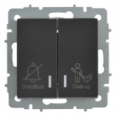 Выключатель 2-клавишный ИЭК BRITE с индикацией для отелей 10А черный (ВС10-2-9-БрЧ)