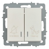 Выключатель 2-клавишный ИЭК BRITE с индикацией для отелей 10А жемчуг (ВС10-2-9-БрЖ)