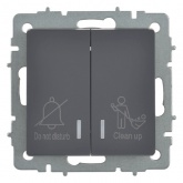 Выключатель 2-клавишный ИЭК BRITE с индикацией для отелей 10А графит (ВС10-2-9-БрГ)