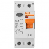 Устройство защитного отключения TDM ВД1-63S 2Р 63А 100мА тип АС селективное