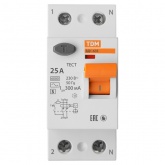 Устройство защитного отключения TDM ВД1-63S 2Р 25А 300мА тип АС селективное