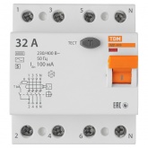 Устройство защитного отключения TDM ВД1-63S 4Р 32А 100мА тип АС селективное