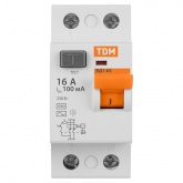 Устройство защитного отключения TDM ВД1-63 2Р 16А 100мА тип АС