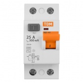 Устройство защитного отключения TDM ВД1-63 2Р 25А 300мА тип АС