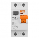 Устройство защитного отключения TDM ВД1-63 2Р 40А 300мА тип АС