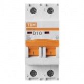 Автоматический выключатель TDM ВА47-29 2Р 10А 4,5кА характеристика D (автомат электрический)