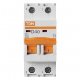 Автоматический выключатель TDM ВА47-29 2Р 40А 4,5кА характеристика D (автомат электрический)