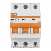 Автоматический выключатель TDM ВА47-29 3Р 1А 4,5кА характеристика D (автомат электрический)