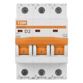 Автоматический выключатель TDM ВА47-29 3Р 2А 4,5кА характеристика D (автомат электрический)