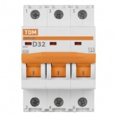 Автоматический выключатель TDM ВА47-29 3Р 32А 4,5кА характеристика D (автомат электрический)