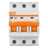 Автоматический выключатель TDM ВА47-29 3Р 1А 4,5кА характеристика В (автомат электрический)