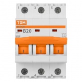 Автоматический выключатель TDM ВА47-29 3Р 20А 4,5кА характеристика В (автомат электрический)