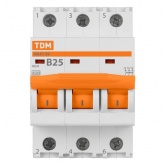 Автоматический выключатель TDM ВА47-29 3Р 25А 4,5кА характеристика В (автомат электрический)
