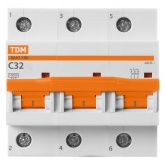 Автоматический выключатель TDM ВА47-100 3Р 32А 10кА характеристика С (автомат электрический)