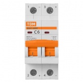 Автоматический выключатель постоянного тока TDM ВА47-60DC 2P 6А 6кА характеристика С 440В (автомат электрический)