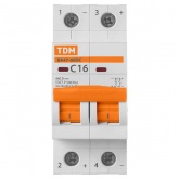 Автоматический выключатель постоянного тока TDM ВА47-60DC 2P 16А 6кА характеристика С 440В (автомат электрический)