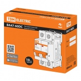 Автоматический выключатель постоянного тока TDM ВА47-60DC 2P 63А 6кА характеристика С 440В (автомат электрический)
